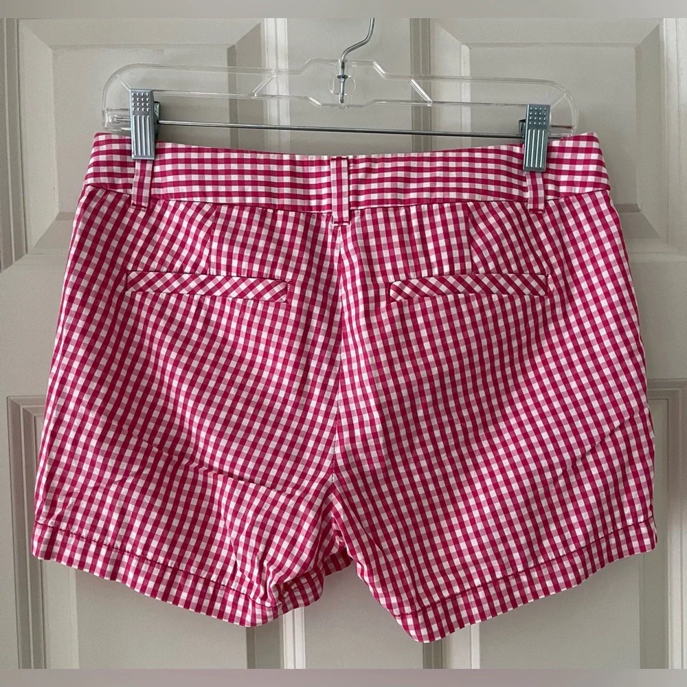 J.Crew pink and white gingham checked shorts, size 2
